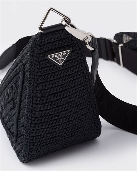 raffia prada triangle bag|raffia bag with black trim.